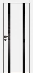 Межкомнатная дверь PX-9  черная кромка с 4-х ст. Белый матовый
